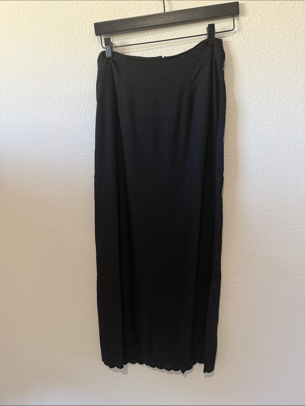 Funky People Lace Trim Black Maxi Skirt Column